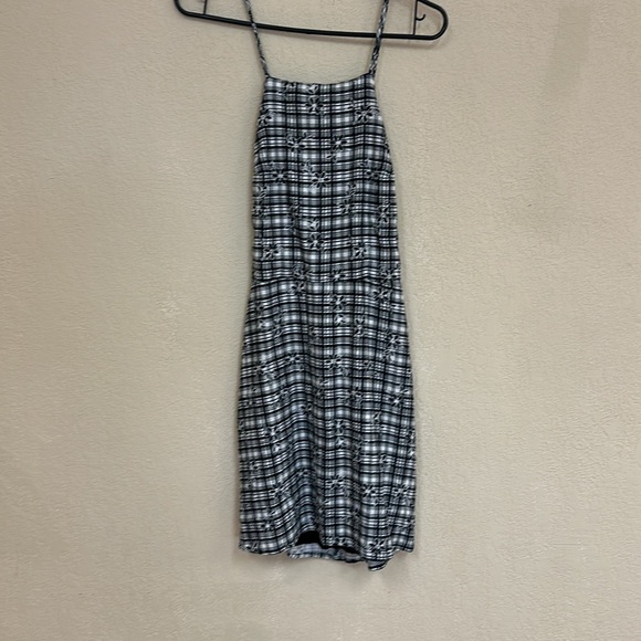 Urban Outfitters NWT Plaid Back Tie Floral mini Dress size Small - Picture 3 of 7